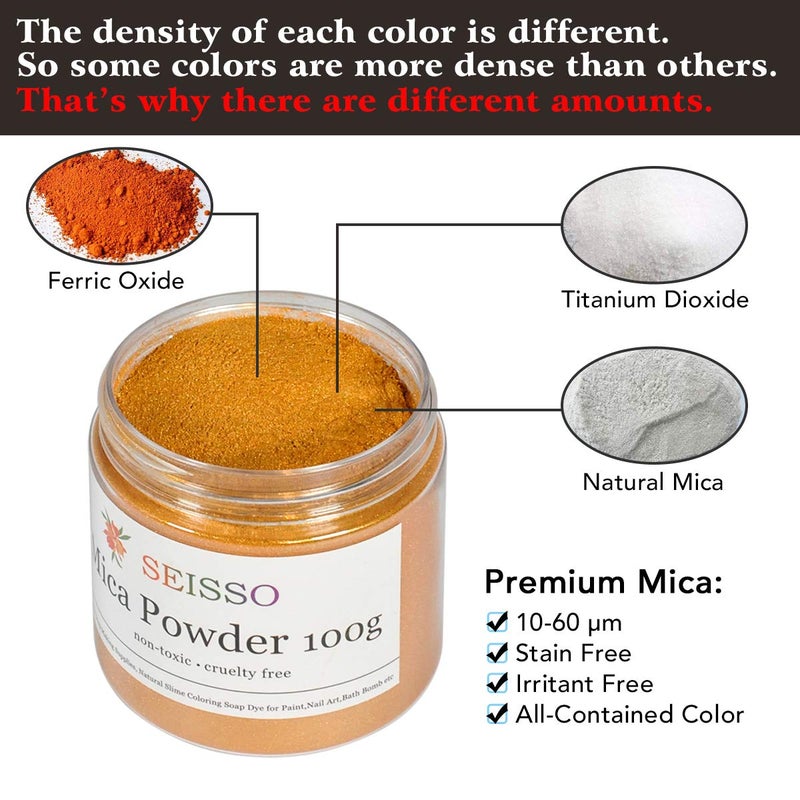 SEISSO Mica Powder - 3.5oz/100g Royal Golden Natural Epoxy Resin Dye Color Pigment Powder for Soap Making, Slime, Nail, Paint, Bath Bomb Colorant, Gift for Christmas New Year - Image 2